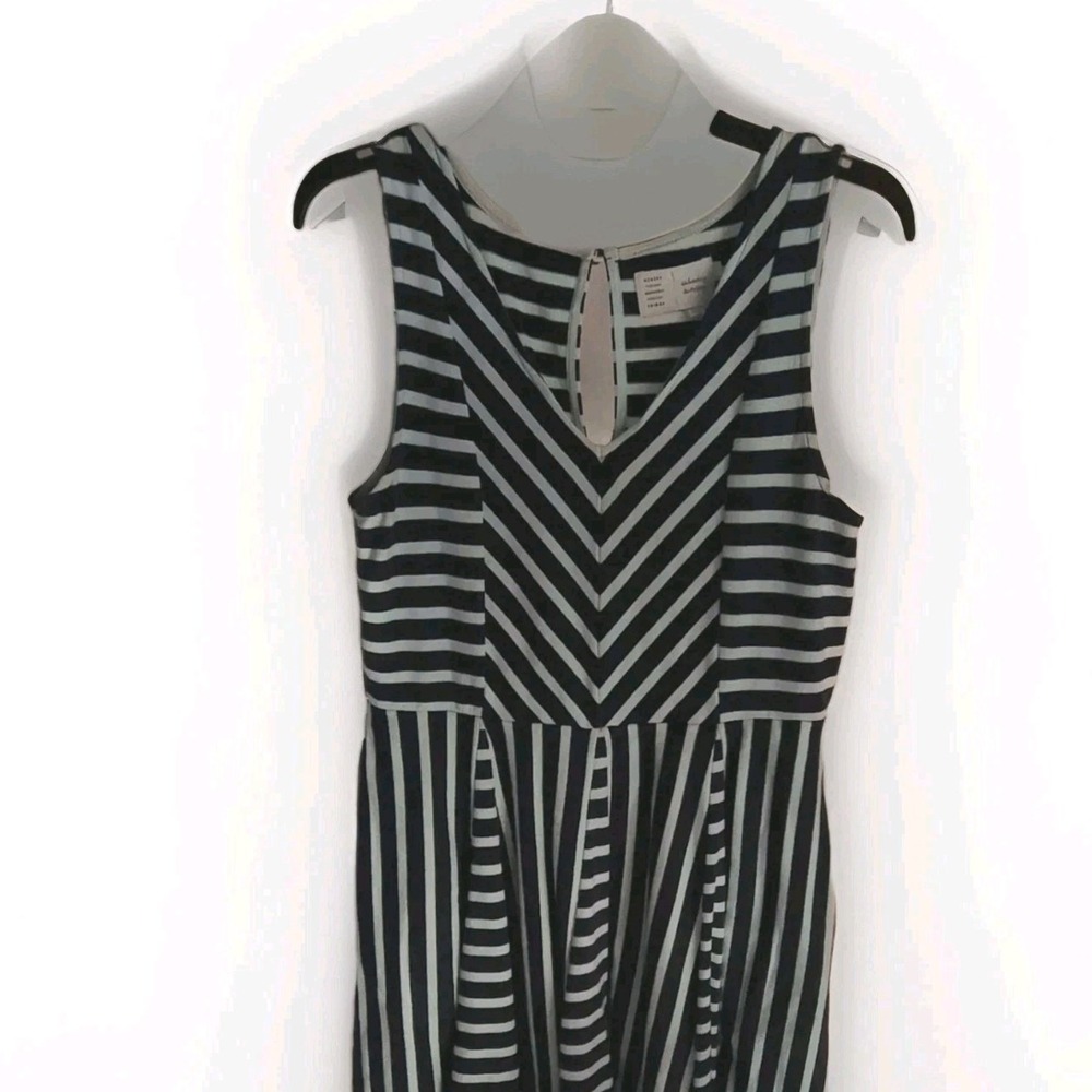 Saturday/Sunday striped knit dress blue/ lgt blue sleeveles v neck knee length M